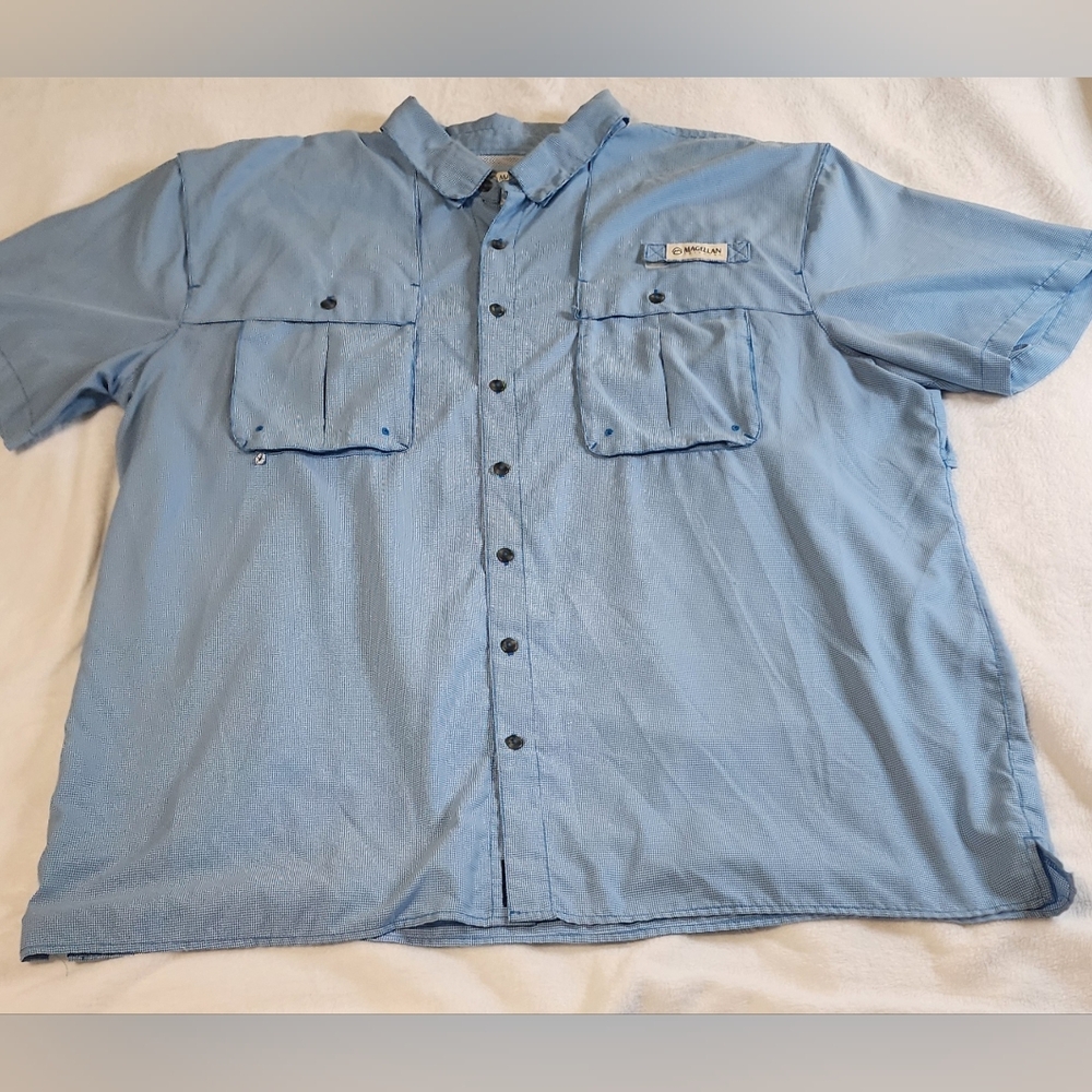 Magellan Outdoors Blue Plaid Fishing Relaxed Fit Shirt With Vents, Size XXL - Picture 1 of 9